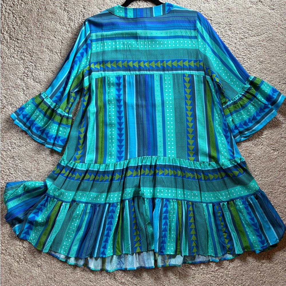 Coco + Carmen Blue and Green Striped Dress - Picture 3 of 4